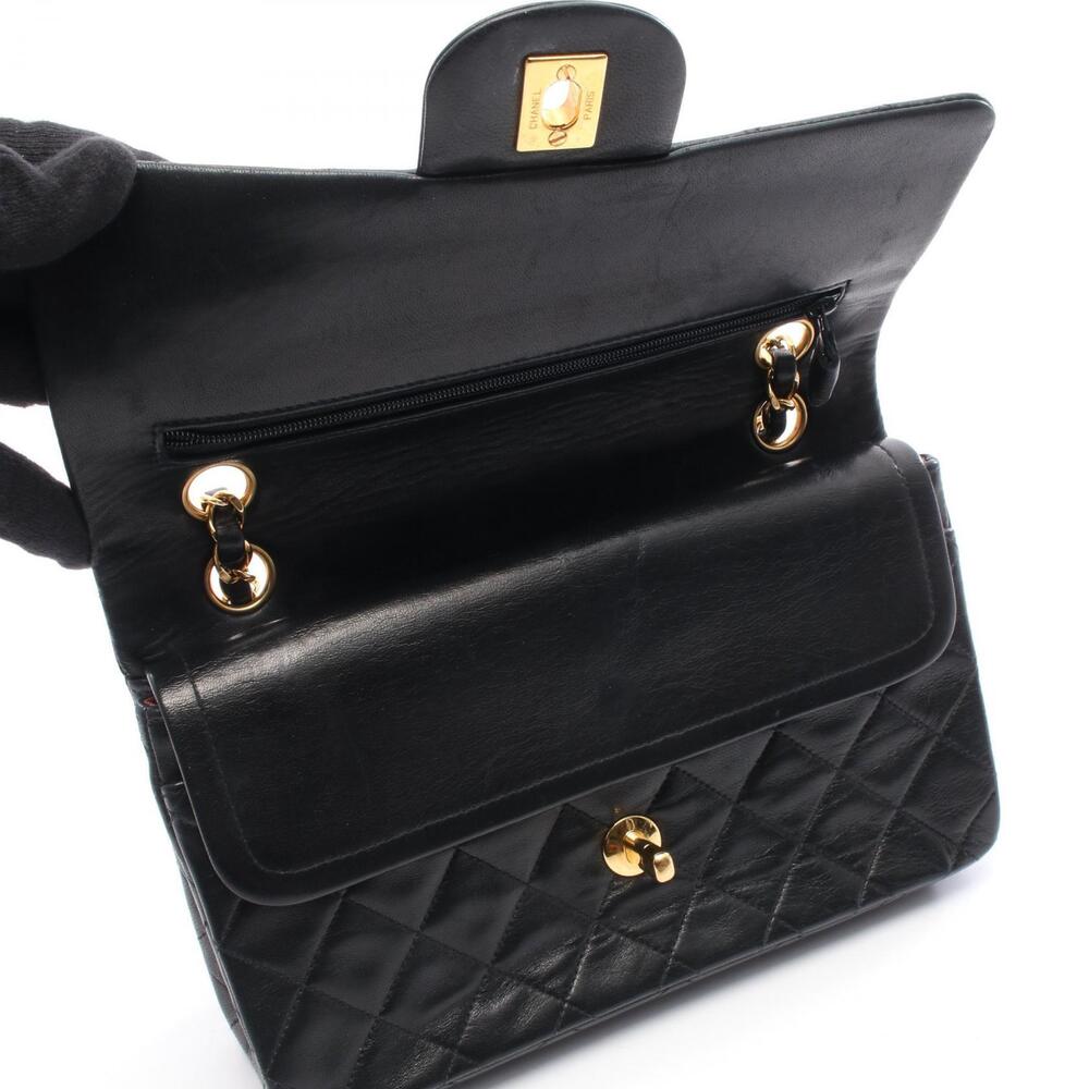 Chanel Matelasse Double Flap Shoulder Bag Lambskin Sheepskin Black - Picture 6 of 8